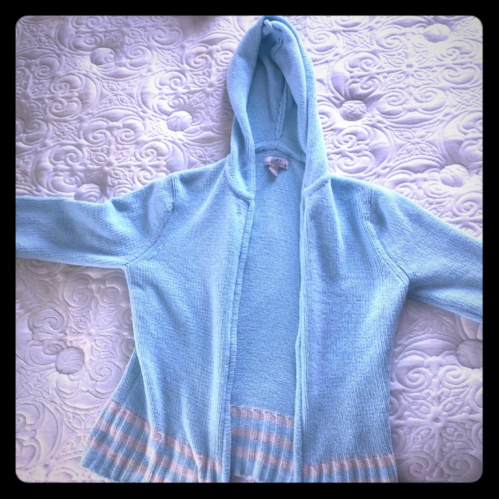 Pale Blue Sweater With White Accents